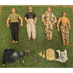 GI Joe 90s/2000s 12” Lot Of 3 + 1 Knockoff With Some Accessories